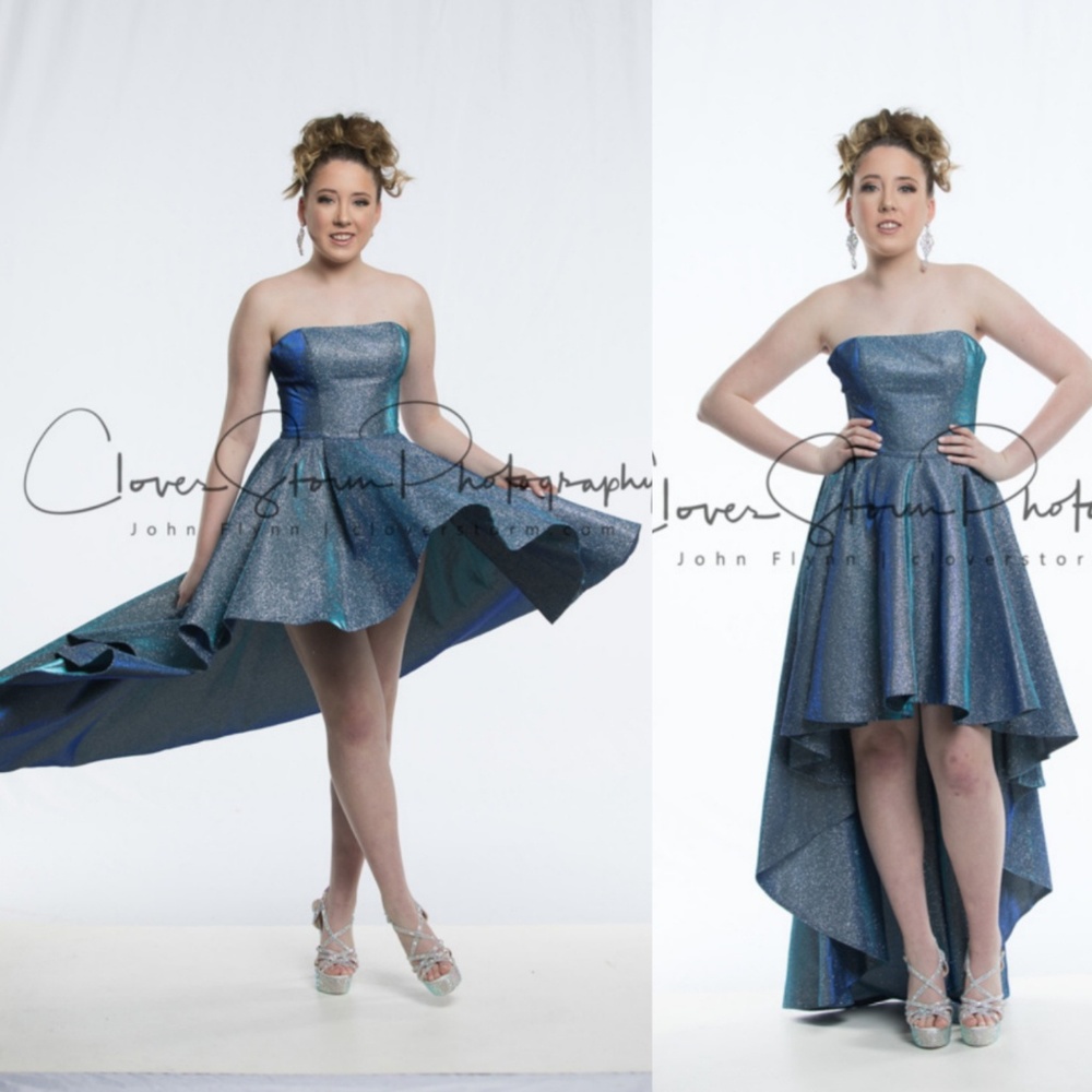 Tarik Ediz Hi Low Glitter Dress